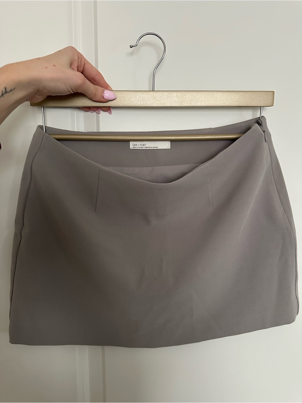 OAK + FORT Taupe Gray Mini Skirt